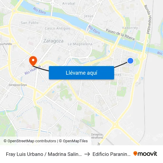 Fray Luis Urbano / Madrina Salinas to Edificio Paraninfo map