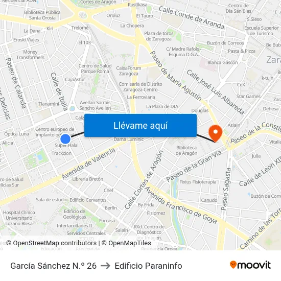 García Sánchez N.º 26 to Edificio Paraninfo map