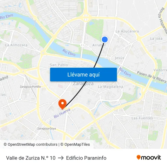 Valle de Zuriza N.º 10 to Edificio Paraninfo map