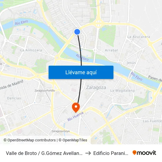 Valle de Broto / G.Gómez Avellaneda to Edificio Paraninfo map