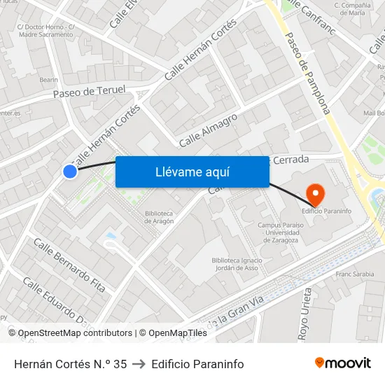 Hernán Cortés N.º 35 to Edificio Paraninfo map