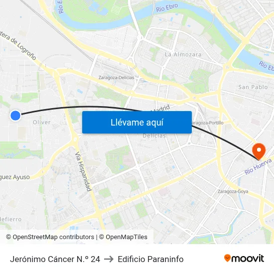 Jerónimo Cáncer N.º 24 to Edificio Paraninfo map