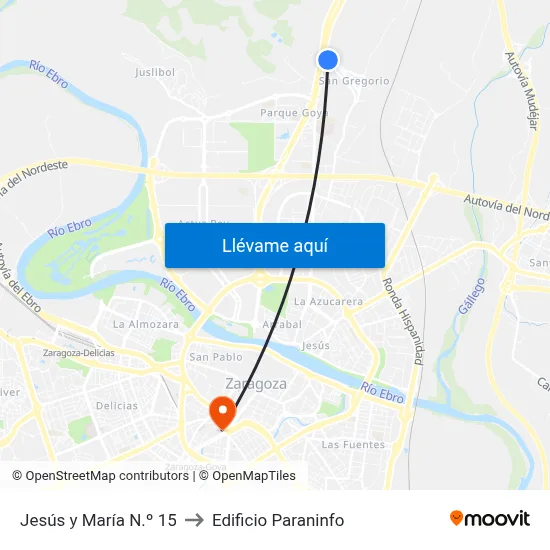 Jesús y María N.º 15 to Edificio Paraninfo map