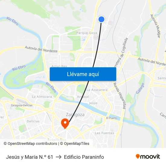 Jesús y María N.º 61 to Edificio Paraninfo map