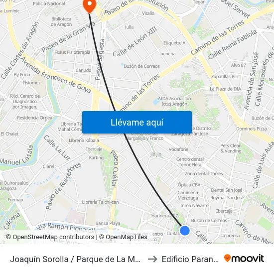Joaquín Sorolla / Parque de La Memoria to Edificio Paraninfo map