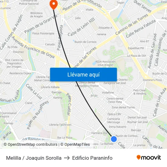 Melilla / Joaquín Sorolla to Edificio Paraninfo map