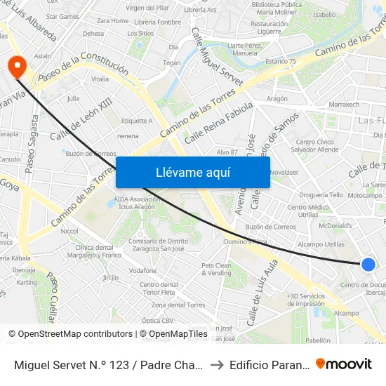 Miguel Servet N.º 123 / Padre Chaminade to Edificio Paraninfo map