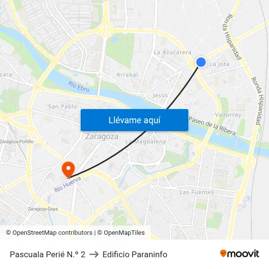 Pascuala Perié N.º 2 to Edificio Paraninfo map