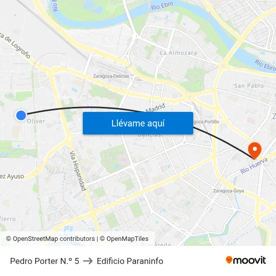 Pedro Porter N.º 5 to Edificio Paraninfo map