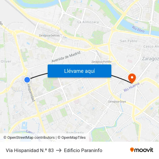 Vía Hispanidad N.º 83 to Edificio Paraninfo map