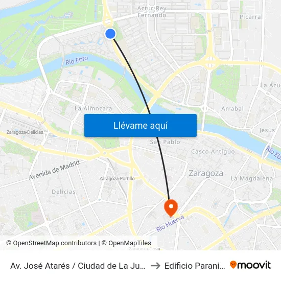 Av. José Atarés / Ciudad de La Justicia to Edificio Paraninfo map