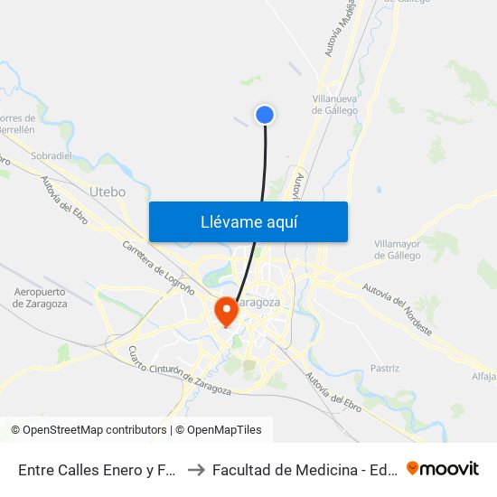 Entre Calles Enero y Febrero to Facultad de Medicina - Edificio B map