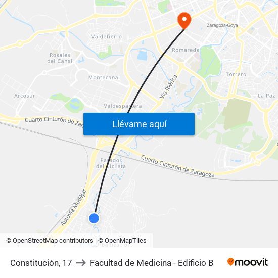 Constitución, 17 to Facultad de Medicina - Edificio B map