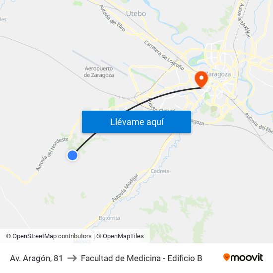 Av. Aragón, 81 to Facultad de Medicina - Edificio B map