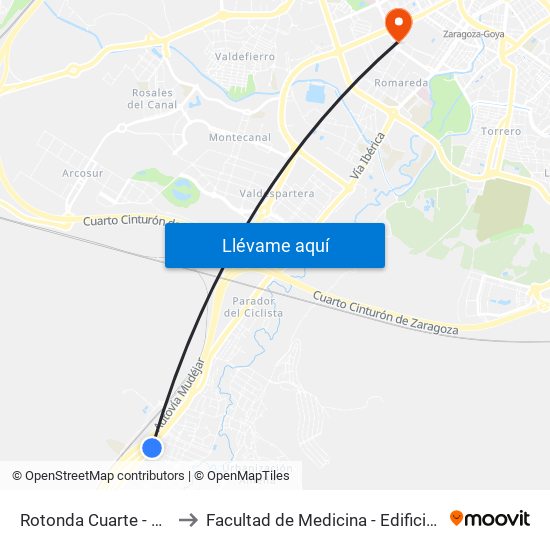 Rotonda Cuarte - Sur to Facultad de Medicina - Edificio B map