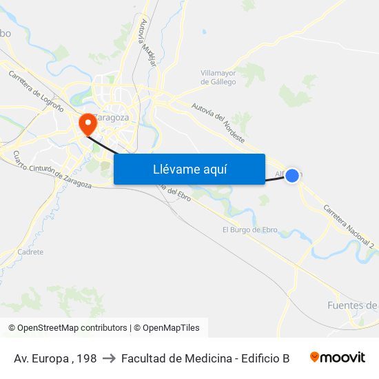 Av. Europa , 198 to Facultad de Medicina - Edificio B map