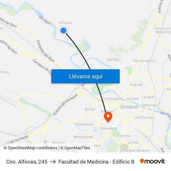 Cno. Alfocea, 245 to Facultad de Medicina - Edificio B map