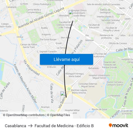 Casablanca to Facultad de Medicina - Edificio B map