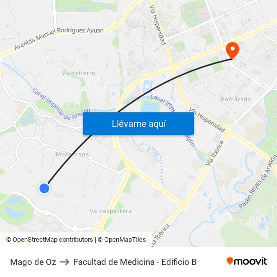 Mago de Oz to Facultad de Medicina - Edificio B map