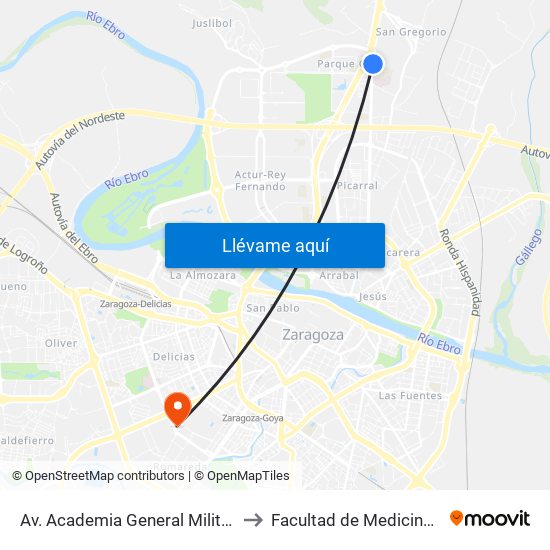 Av. Academia General Militar / Cristo Rey to Facultad de Medicina - Edificio B map