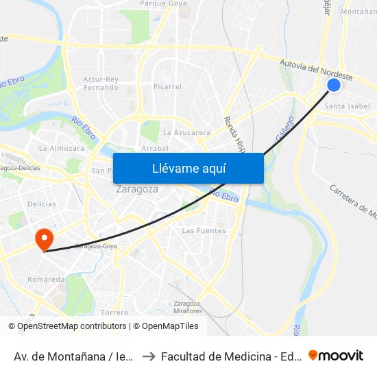 Av. de Montañana /  Ies Ítaca to Facultad de Medicina - Edificio B map