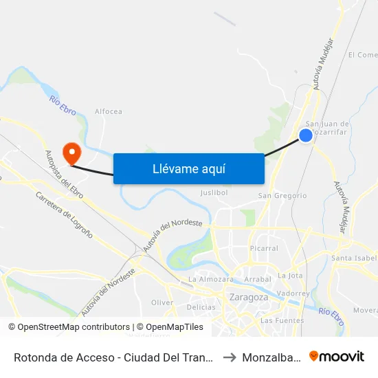 Rotonda de Acceso - Ciudad Del Transporte to Monzalbarba map