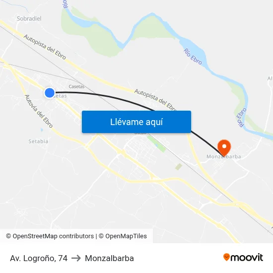 Av. Logroño, 74 to Monzalbarba map