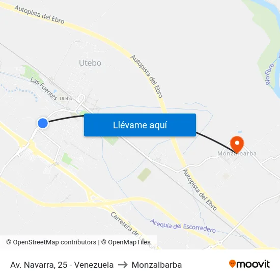 Av. Navarra, 25 - Venezuela to Monzalbarba map