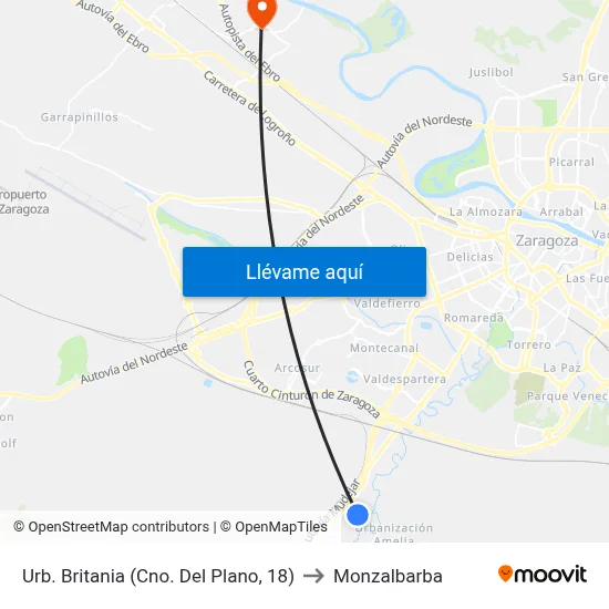 Urb. Britania (Cno. Del Plano, 18) to Monzalbarba map