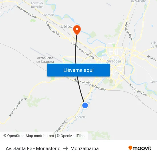 Av. Santa Fé - Monasterio to Monzalbarba map