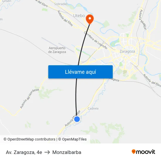 Av. Zaragoza, 4e to Monzalbarba map