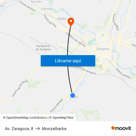 Av. Zaragoza, 8 to Monzalbarba map