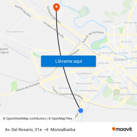 Av. Del Rosario, 31e to Monzalbarba map