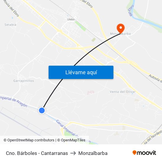 Cno. Bárboles - Cantarranas to Monzalbarba map