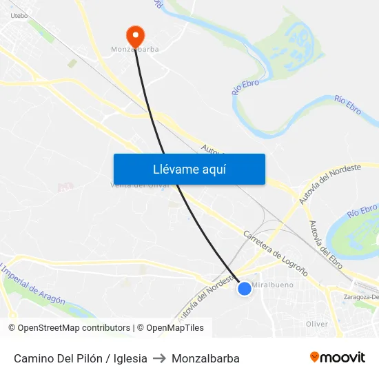Camino Del Pilón / Iglesia to Monzalbarba map