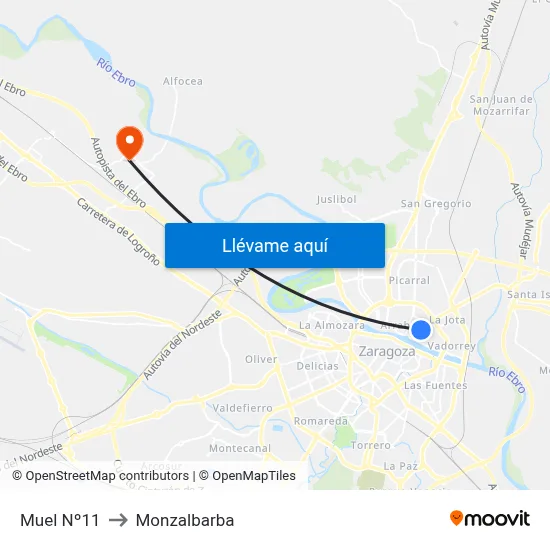 Muel Nº11 to Monzalbarba map
