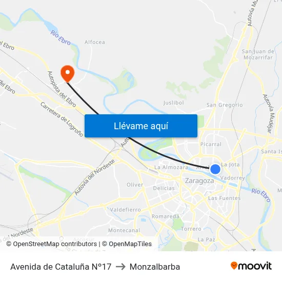 Avenida de Cataluña Nº17 to Monzalbarba map