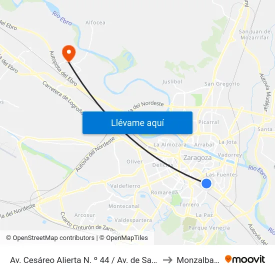 Av. Cesáreo Alierta N. º 44 / Av. de San José to Monzalbarba map