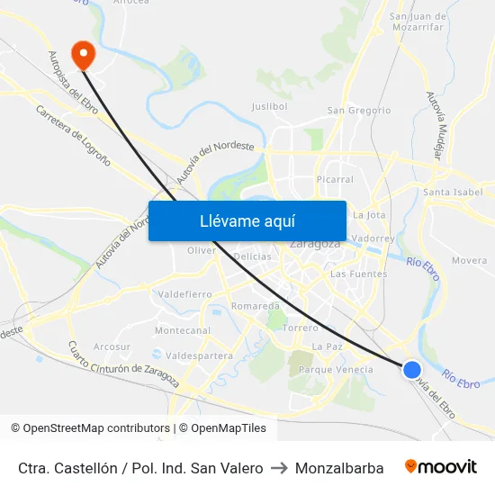 Ctra. Castellón / Pol. Ind. San Valero to Monzalbarba map