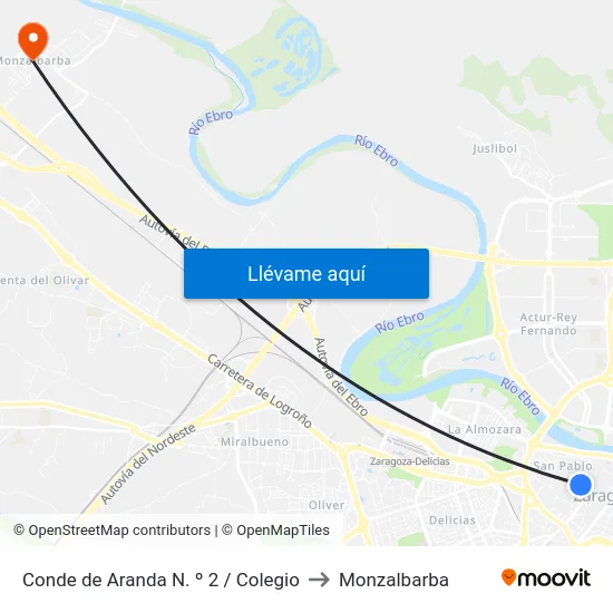 Conde de Aranda N. º 2  / Colegio to Monzalbarba map