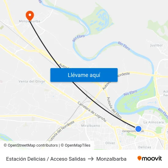 Estación Delicias / Acceso Salidas to Monzalbarba map