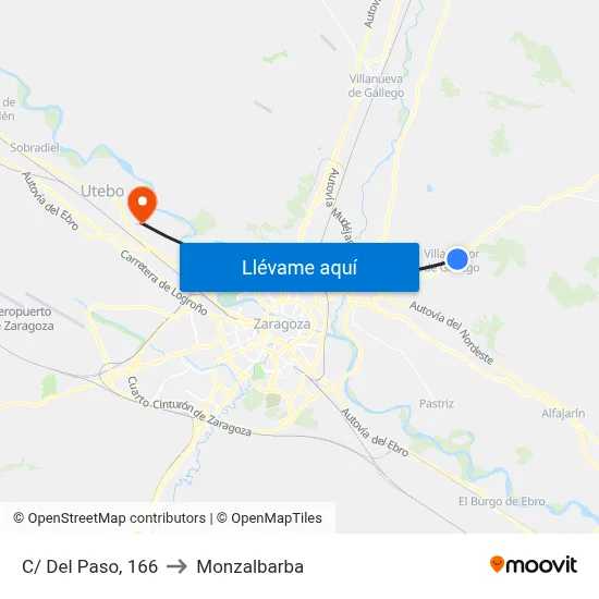 C/ Del Paso, 166 to Monzalbarba map
