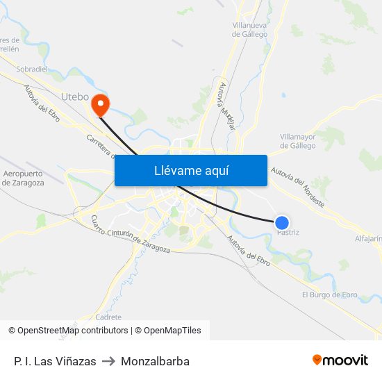 P. I. Las Viñazas to Monzalbarba map