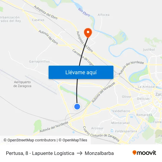 Pertusa, 8 - Lapuente Logística to Monzalbarba map