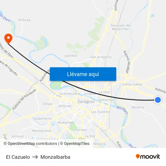 El Cazuelo to Monzalbarba map
