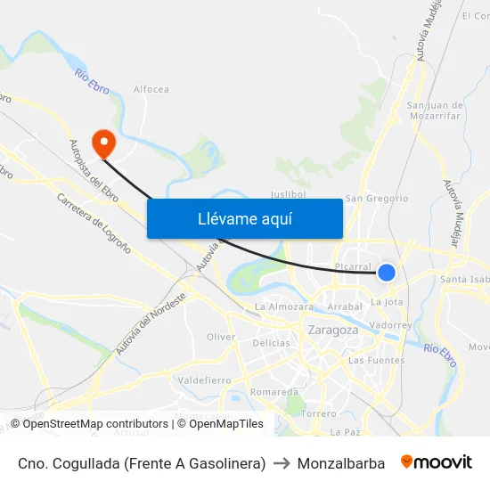 Cno. Cogullada (Frente A Gasolinera) to Monzalbarba map