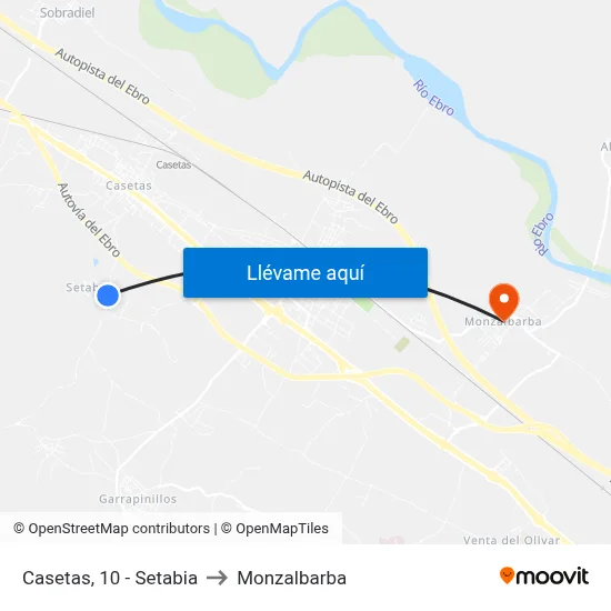 Casetas, 10 - Setabia to Monzalbarba map