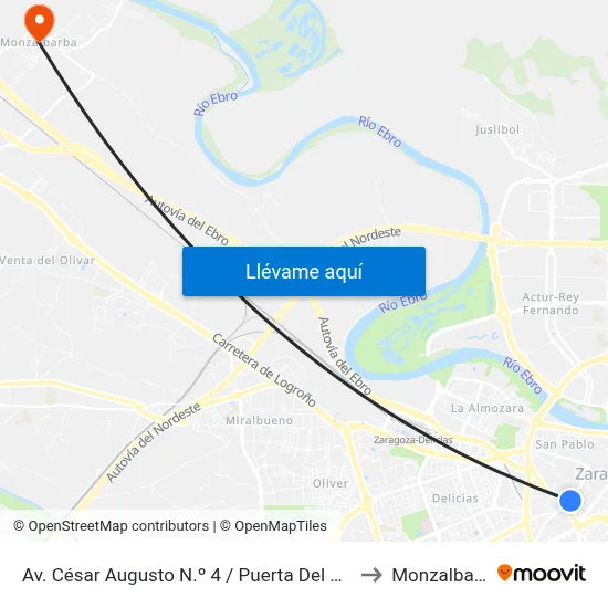 Av. César Augusto N.º 4 / Puerta Del Carmen to Monzalbarba map