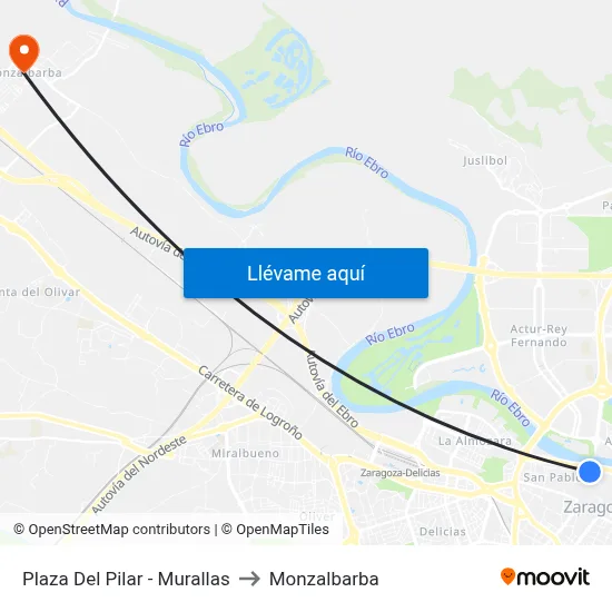 Plaza Del Pilar - Murallas to Monzalbarba map