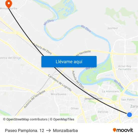 Paseo Pamplona. 12 to Monzalbarba map